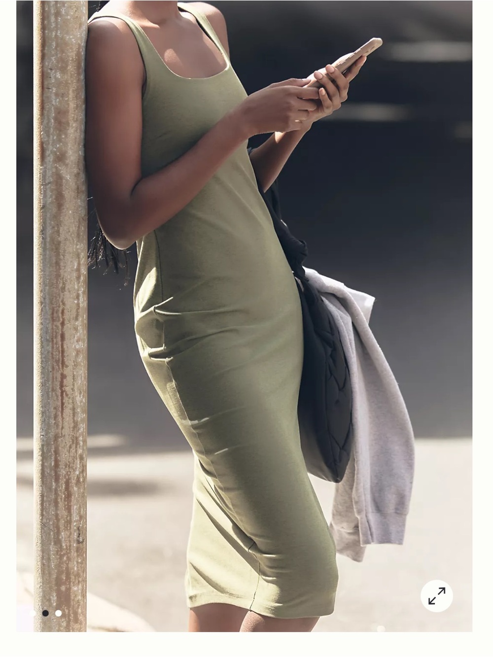 New Beyond Yoga Icon Midi Dress Sage Heather Small